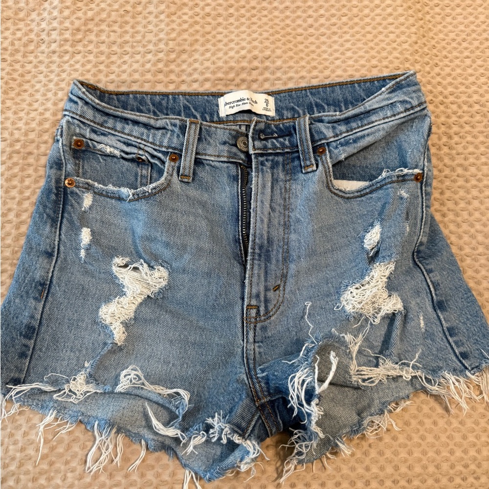 Abercrombie & Fitch Blue Distressed Jean Shorts